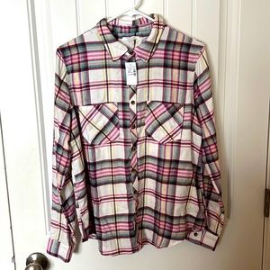 NEW WOMENS MAURICES BRAND CABIN PLAID FLANNEL SHIRT SIZE M